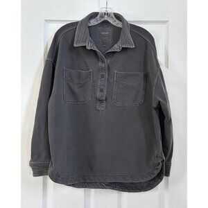 Aerie Popover Polo Sweatshirt Dark Gray Charcoal - Small